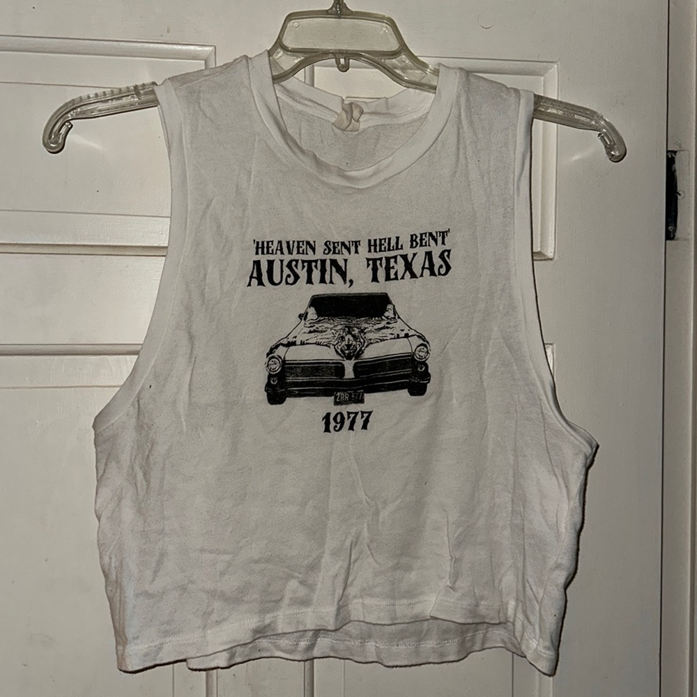 urban outfitters graphic muscle tank cropped